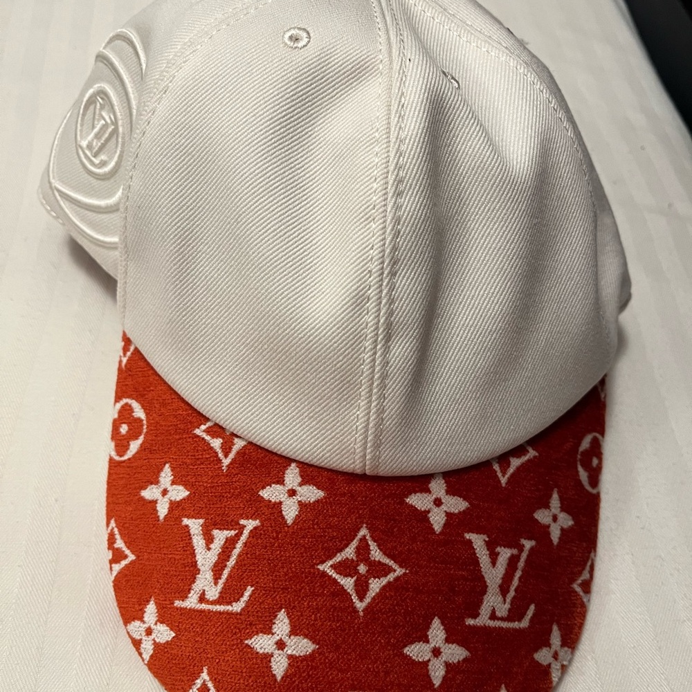 Louis Vuitton Orange and White Monogram Cap
